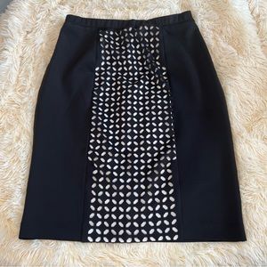 Spense Black White Laser Cutout Pencil Skirt